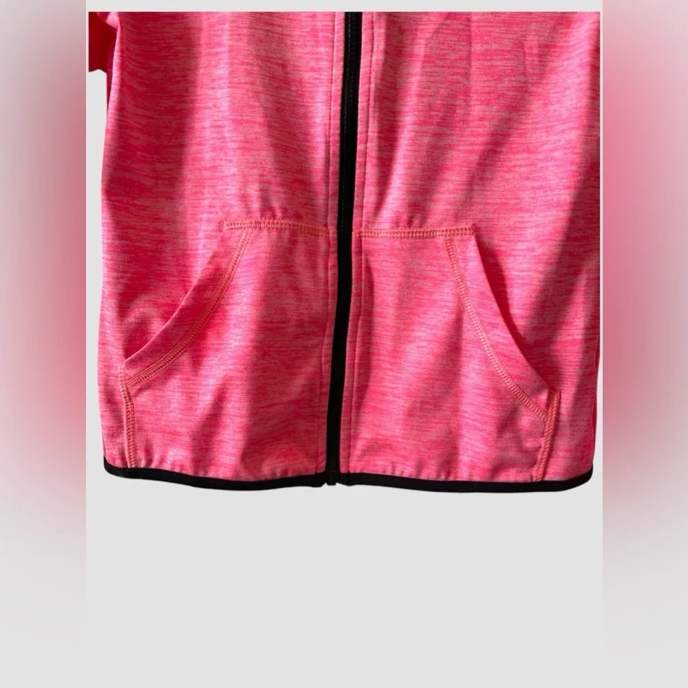H&M Sport Jacket Youth Girls Hoodie Full Zip Pink/Black 6-8Y Thumb Holes